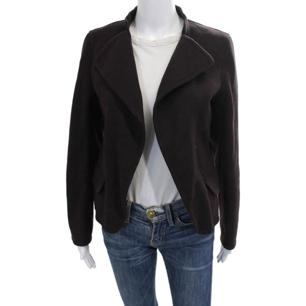 +J Womens Basic Wool Jacket Brown Long Sleeve Size XS